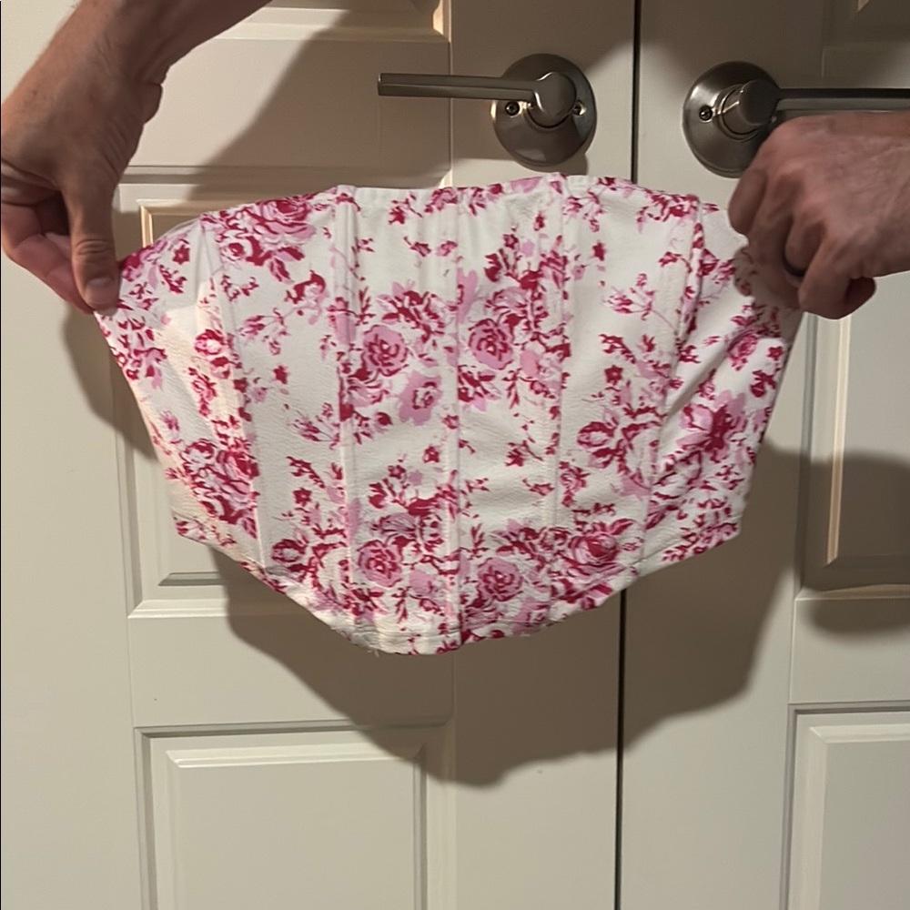 Floral Pink and White Corset